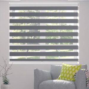 Bliwans Zebra Blinds, Cordless Blinds for Windows, Roller Shades, Double Layered, Sheer Privacy or Light Filtering Shades for Day and Night, Window Blinds for Home, Office, Kitchen, 30_W X 72_H, Grey