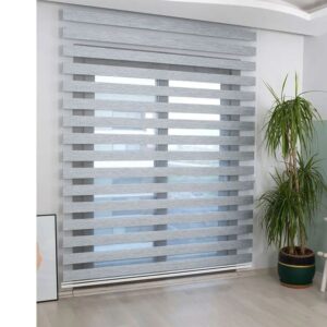 Grey Day and Night Zebra Window Roller Blinds, Choice of 17 width Sizes, 200cm Drop